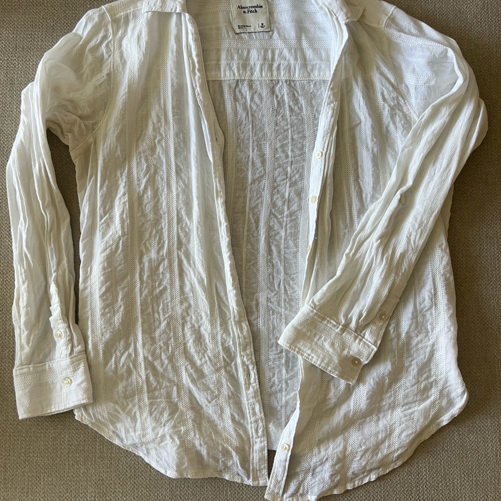 Abercrombie & Fitch Boyfriend White Button Down Shirt
